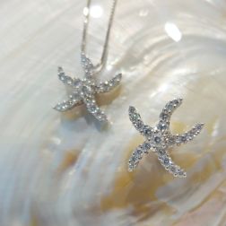 Starfish Earrings with Diamonds in White Gold