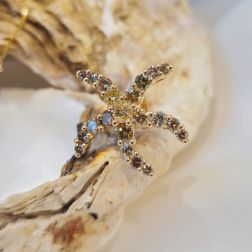 Orecchini Stella Marina con Diamanti Gialli e Brown in Oro Rosa
