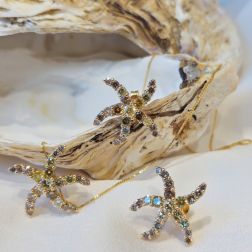 Starfish Earrings with Yellow and Brown Diamonds in Rose Gold