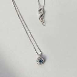 Veneta 0.5mm necklace with aquamarine light point, edged in white gold – 6mm