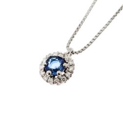 Veneta 0.7mm necklace with a Blue Sapphire light point set in White Gold – 7mm