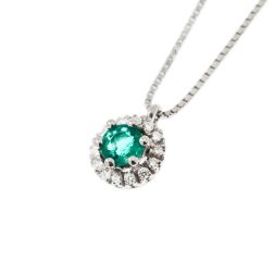 Veneta 0.7mm Necklace Emerald ‘Punto Luce’ Set in White Gold – 7mm