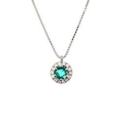 Veneta 0.7mm Necklace Emerald ‘Punto Luce’ Set in White Gold – 7mm