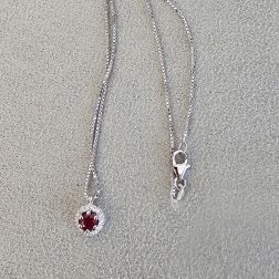 Girocollo Veneta Punto Luce Rubino Contornato Oro Bianco - 7mm
