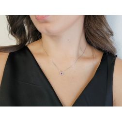 Girocollo Veneta Punto Luce Rubino Contornato Oro Bianco - 7mm foto indossata