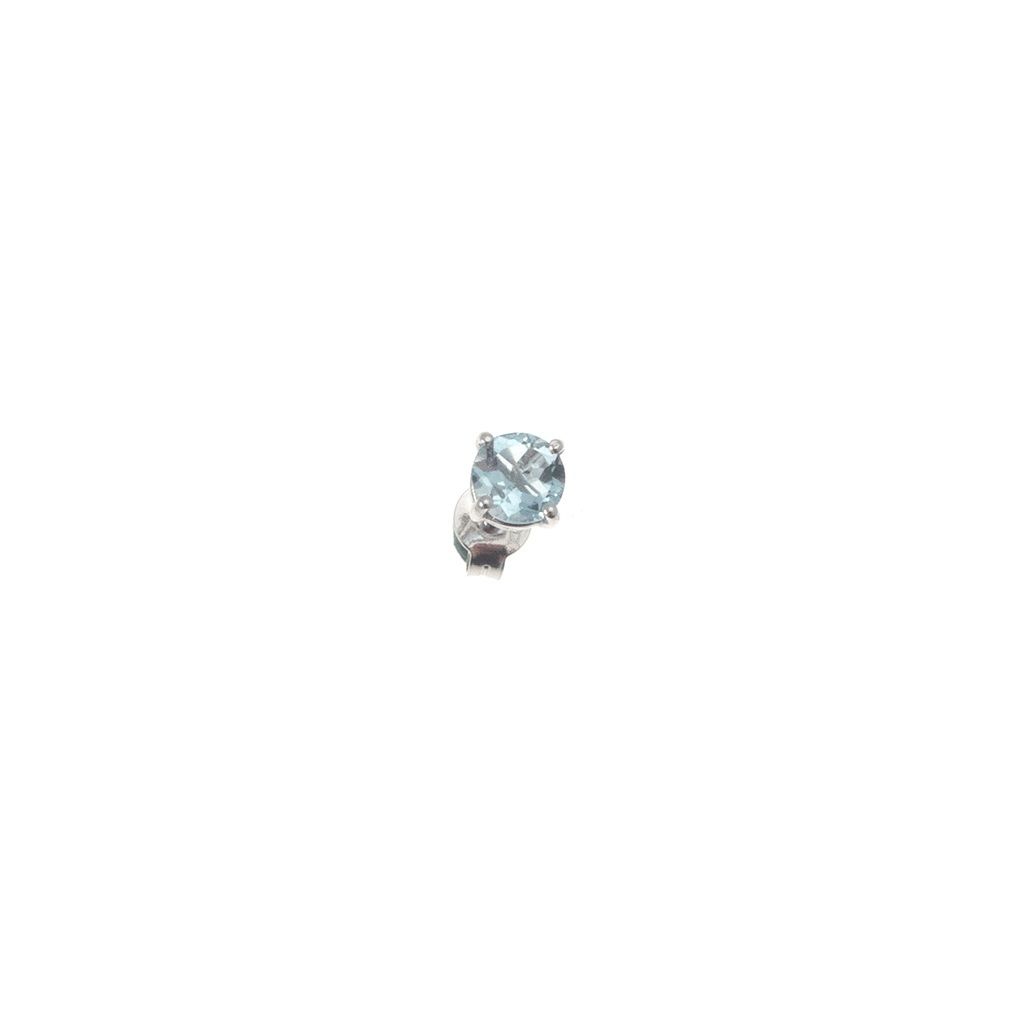 Orecchino singolo punto luce Acquamarina 4 mm