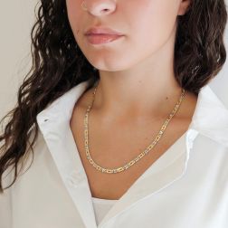 Photo of worn Two-tone 1+1 Figaro Necklace 50cm x 4.40mm