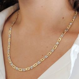 Photo of worn Two-tone 1+1 Figaro Necklace 50cm x 4.40mm
