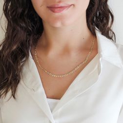 Photo of worn Two-tone 1+1 Figaro Necklace 50cm x 3.20mm