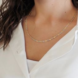 Photo of worn Two-tone 1+1 Figaro Necklace 50cm x 3.20mm