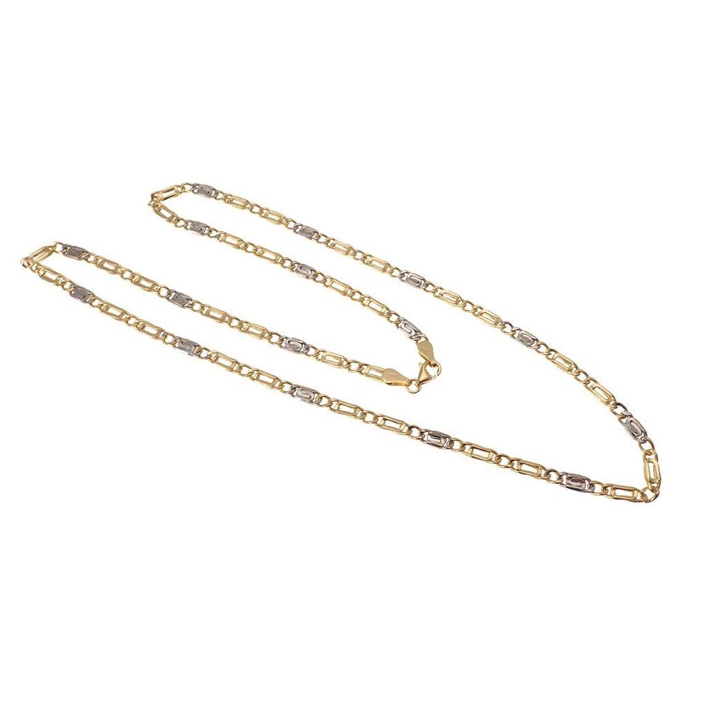 Two-tone 2+1 Figaro and Snail Necklace 50cm x 5.30mm - 4.50mm