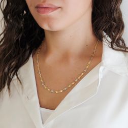 Photo of worn Two-tone Snail Necklace 50cm x 3.30mm