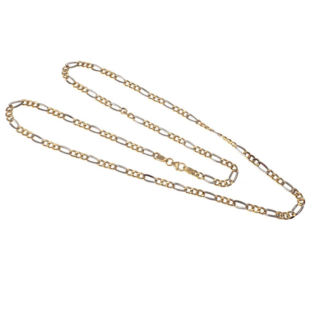 50cm Necklace 3+1 width of 3mm 18kt yellow and white gold