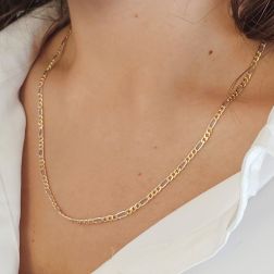 Collana 50cm 3+1 da 3mm in Oro Giallo e Bianco 18kt foto indossata