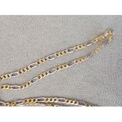50cm Necklace 3+1 width of 3mm 18kt yellow and white gold