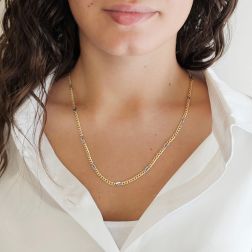 Photo of worn 50cm x 3.20mm Necklace 10+1 grumetta two-tone