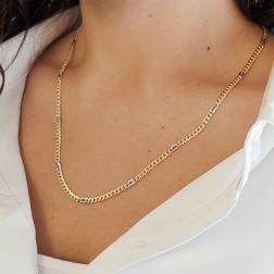 Photo of worn 50cm x 3.20mm Necklace 10+1 grumetta two-tone