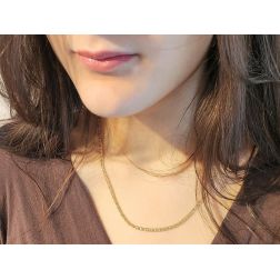 photo of worn Necklace 50cm x2.70mm faceted tiger chain