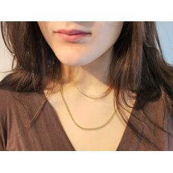 photo of worn Necklace 50cm x2.70mm faceted tiger chain
