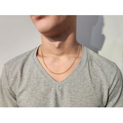 photo of worn Necklace 50cm x2.70mm faceted tiger chain