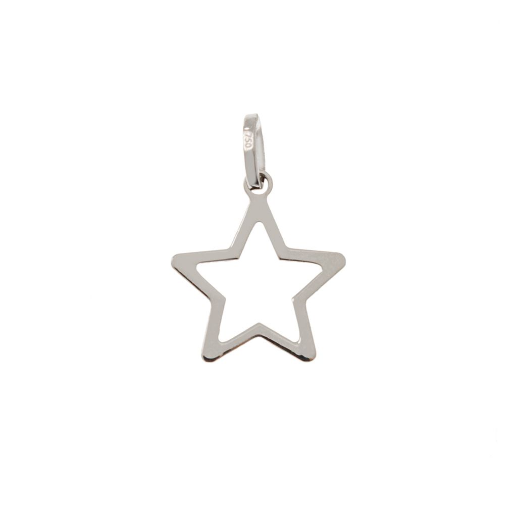 Ciondolo Stella traforata punte arrotondate 15mm in oro bianco