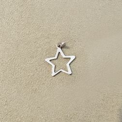 15 mm perforated star-shaped pendant with rounded tips in white gold