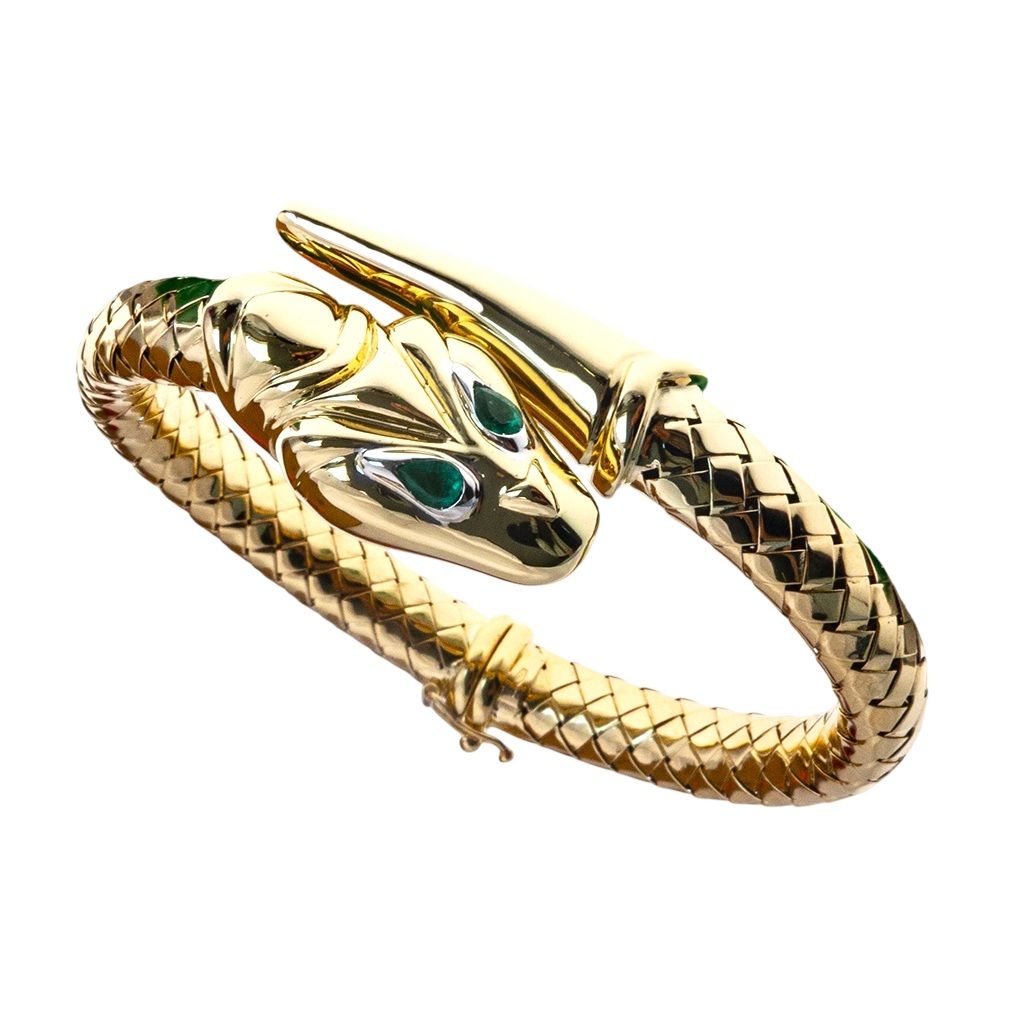 Bracciale Rigido Serpente con Smeraldi