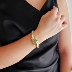 Bracciale Rigido Serpente con Smeraldi  foto indossata