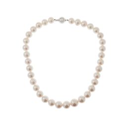 Collana Perle Scalare (11mm - 14mm) Freshwater  in Oro Bianco - 43cm