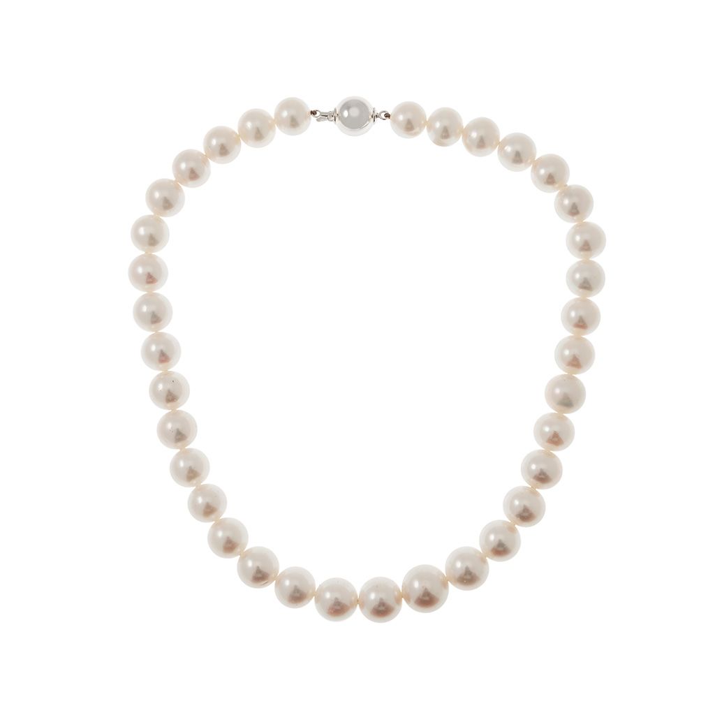 Collana Perle Scalare (11mm - 14mm) Freshwater  in Oro Bianco - 43cm