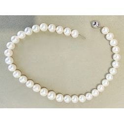 Collana Perle Scalare (11mm - 14mm) Freshwater  in Oro Bianco - 43cm