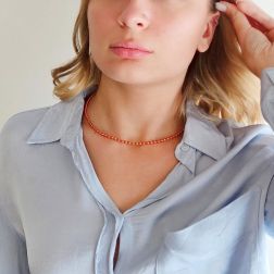 Photo of worn Red spheres Necklace