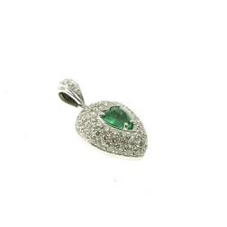 Chain and Heart shaped charm with Emerald and Diamonds