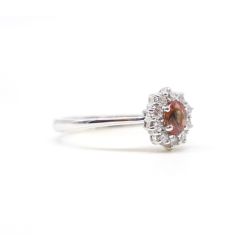 Kate Mandarin Sapphire Ring 5x4mm and 10 Diamonds