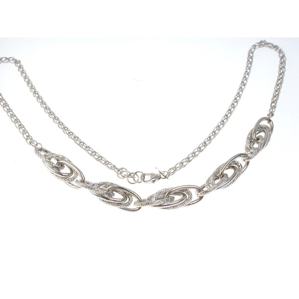 White gold necklace with central design - 45cm