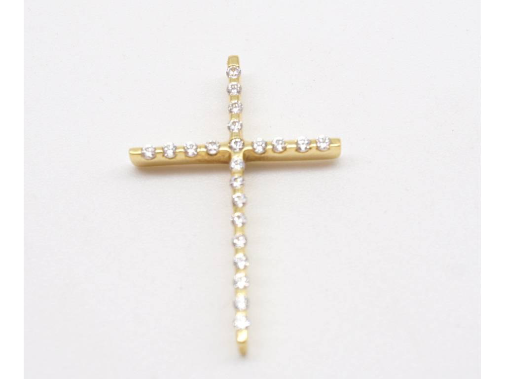 Yellow gold and cubic zirconia cross