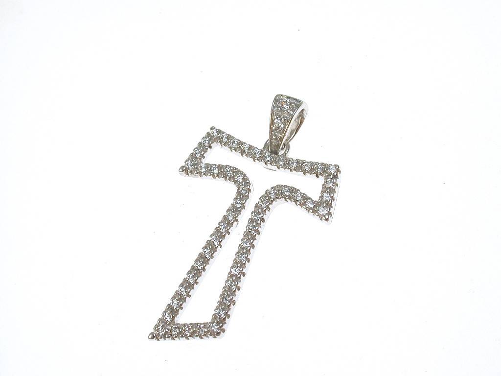 Cross pierced with cubic zirconia white gold