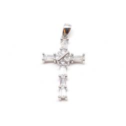 White gold cross with cubic zirconia