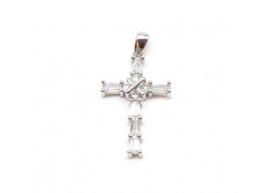 Croce in oro bianco con zirconi