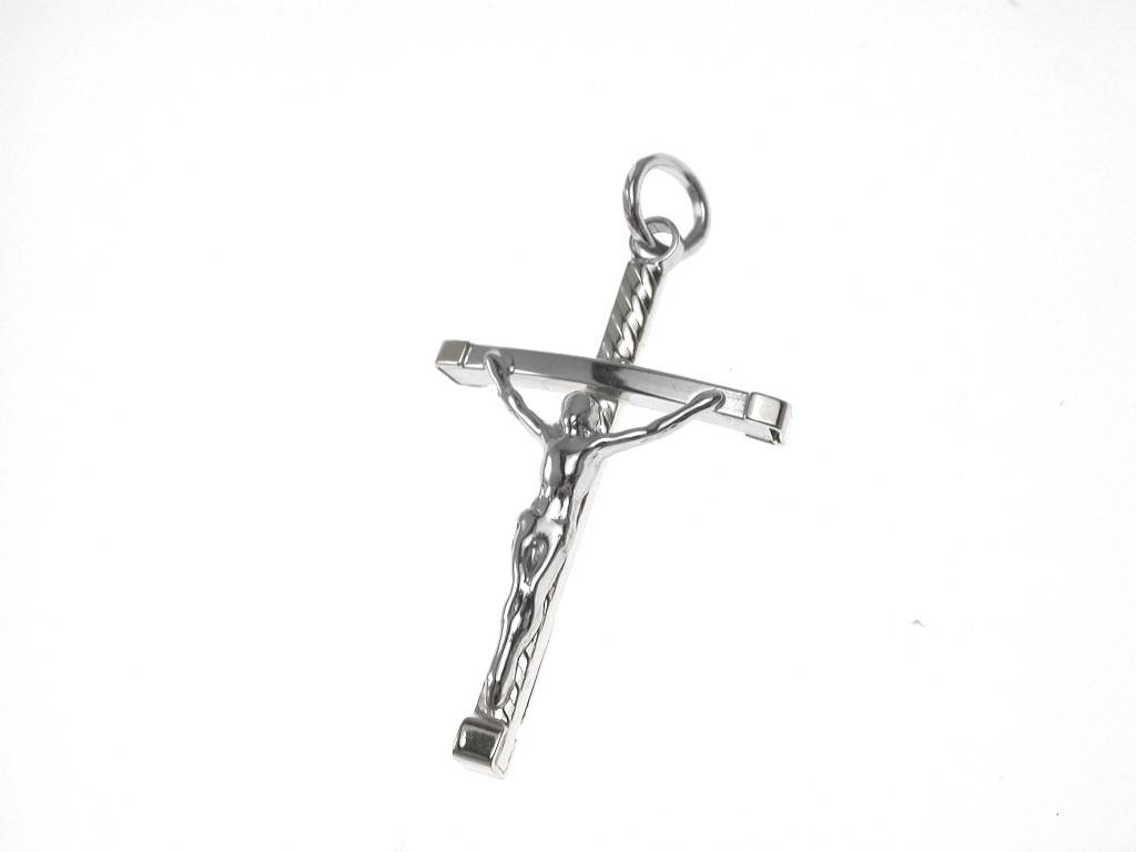 White gold twist cross with christ