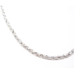 18kt white gold chain 60cm necklace with striped and braided pattern.