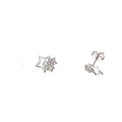 Double star shaped earrings in 18kt white gold