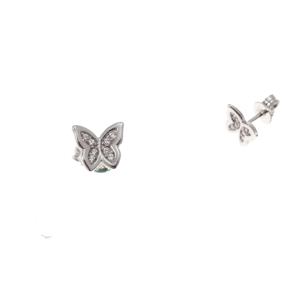 Butterfly-shaped earrings in white gold and zircons