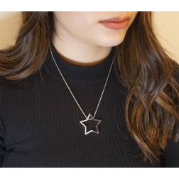Star necklace with black and white zircons
