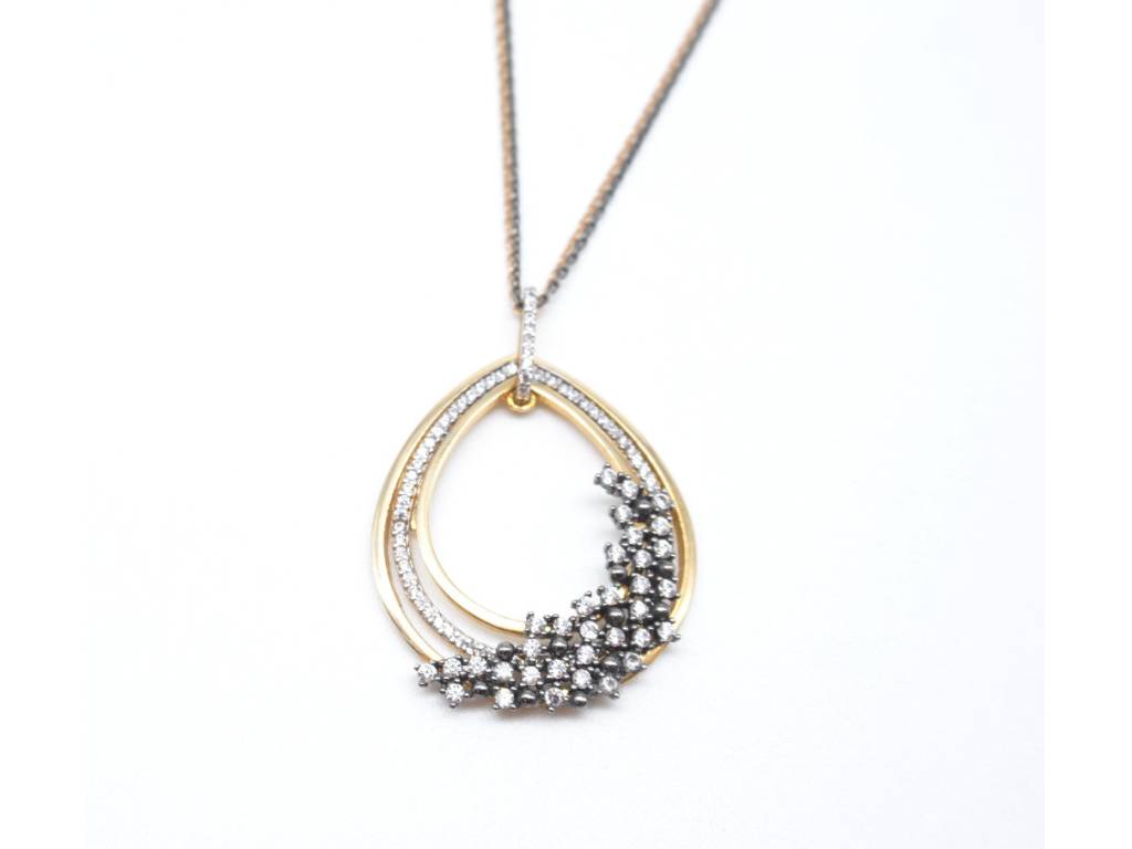 Necklace with drop pendant and cubic zirconia