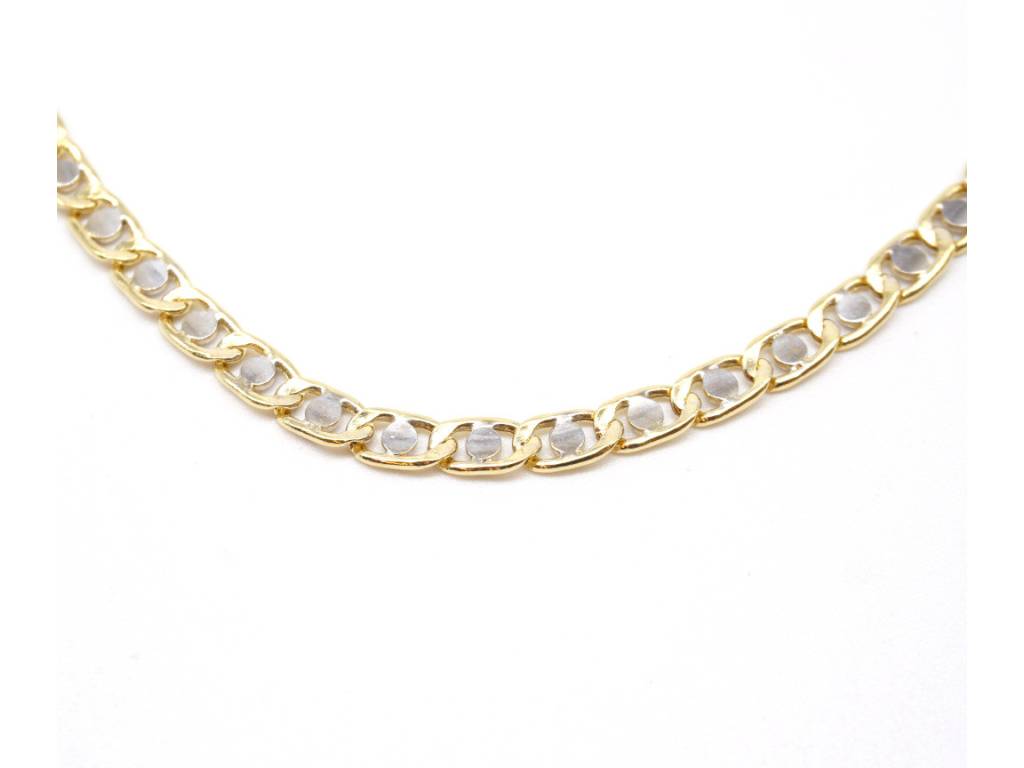 50cm Necklace traversino yellow and white gold x 4,50mm