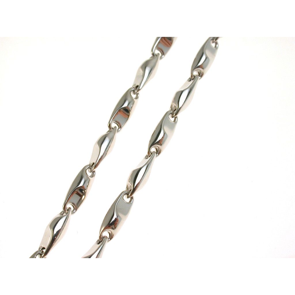 Collana a catena tubolare in oro bianco 50cm