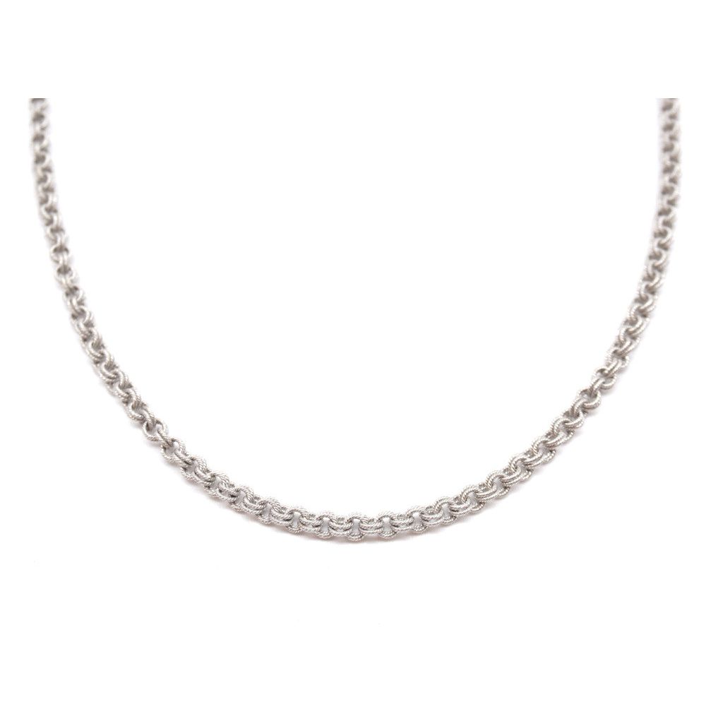 Collana Singapore In Oro Bianco 10K - 1,5mm, Disponibile 40/45/50cm