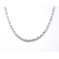 18kt white gold chain 55cm necklace with striped and braided pattern
