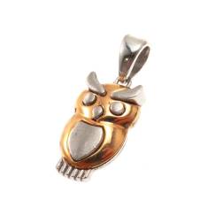 Owl charm in rose and white 18kt gold